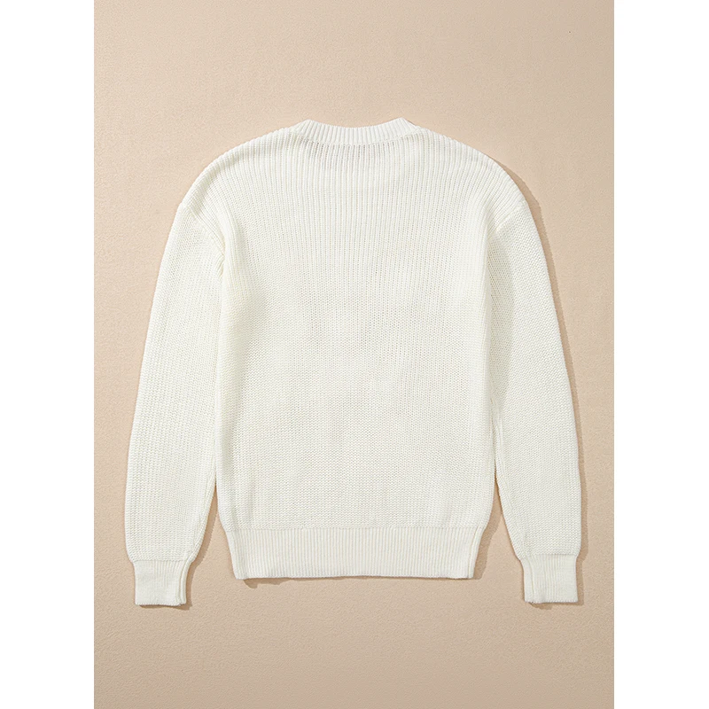 Dear-Lover High Quality Ladies Striped Merry Bright Letter Women Christmas Knitted Sweater