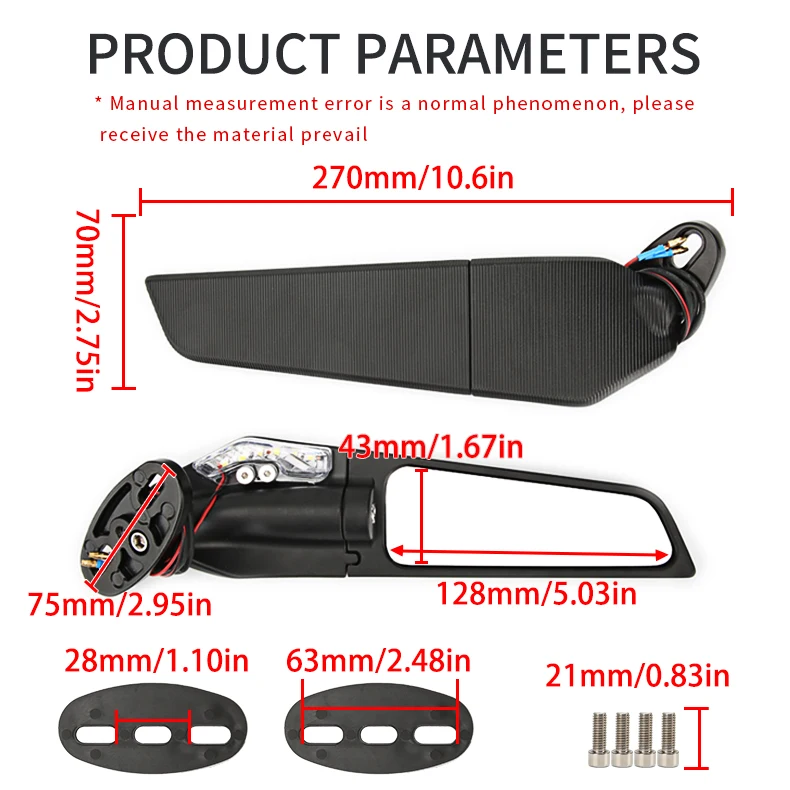 Hot Selling Modification CNC Aluminium Alloy Parts Adjustable Motorcycles Rear View Mirror with LED Indicator Side Mirrors