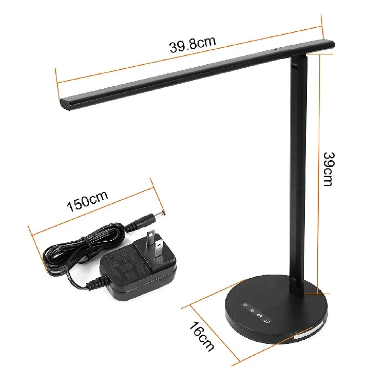 Round metal luxury design portable decorative office led table lamp nordic study desk lamp bedside reading with night light base