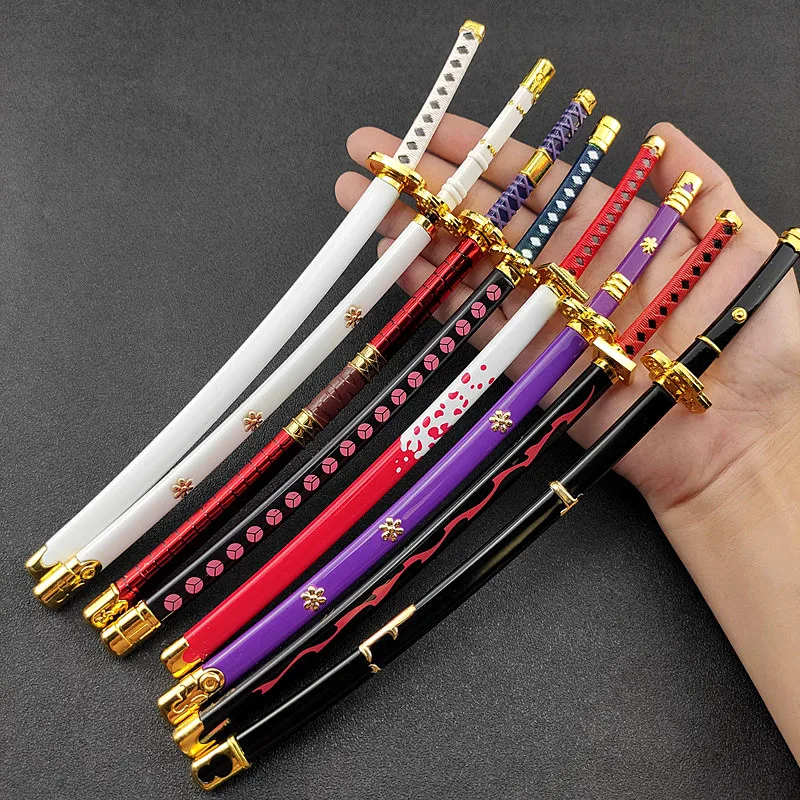 26cm Roronoa Zoro Katana Metal Sword Toy Anime Cosplay Knife Collection Japanese Ninja Samurai Katana Weapon Model Kid Toy Gifts