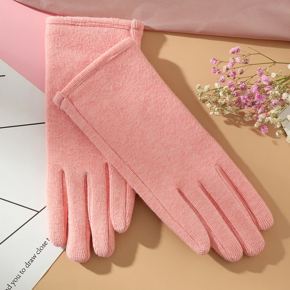 Autumn and winter warm cashmere Korean version of students outdoor cycling ladies gloves