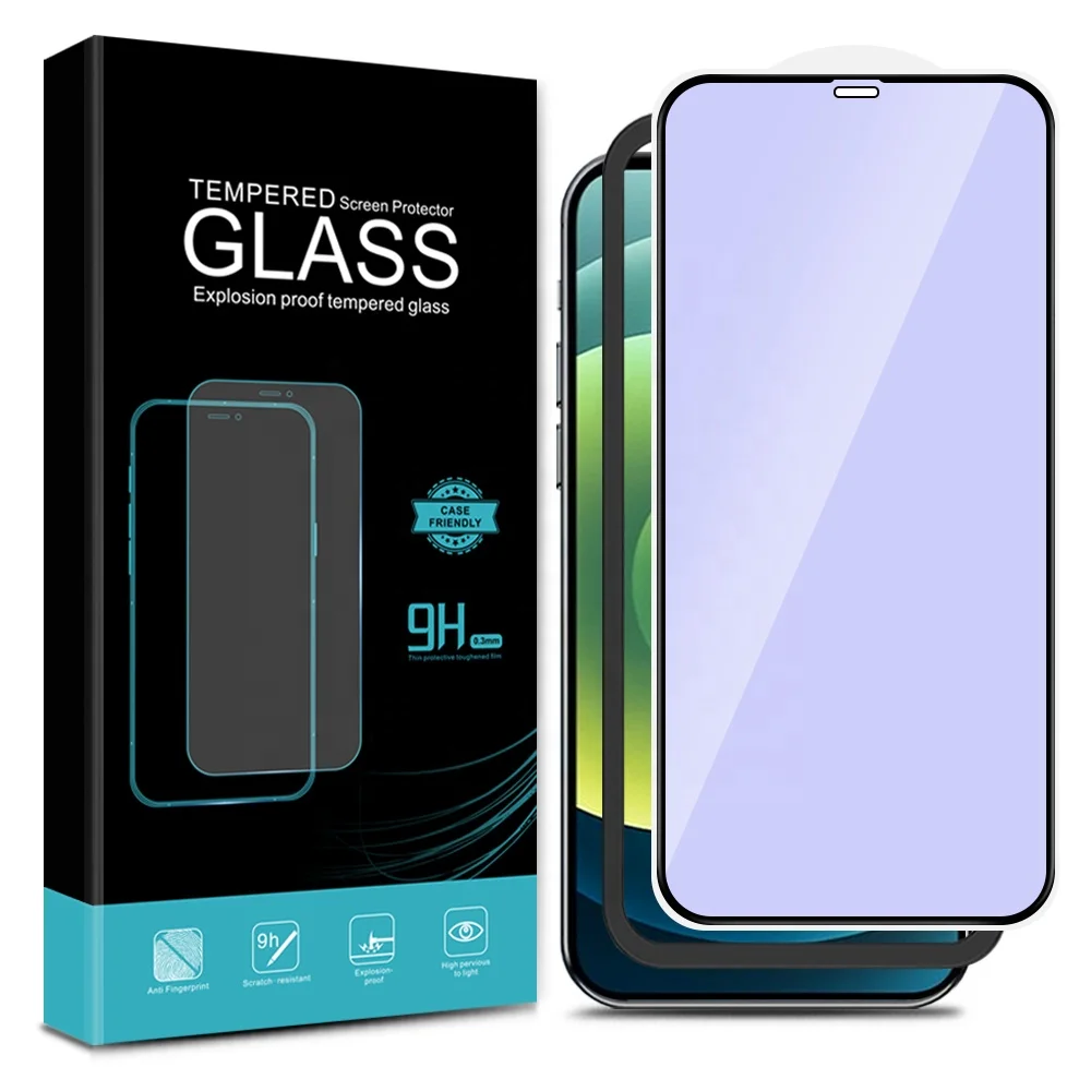 Защита от ударов от синего света 9H 2.5D 3D шелковая печать сотовый экран протектор для iPhone Закаленное стекло Защитная пленка