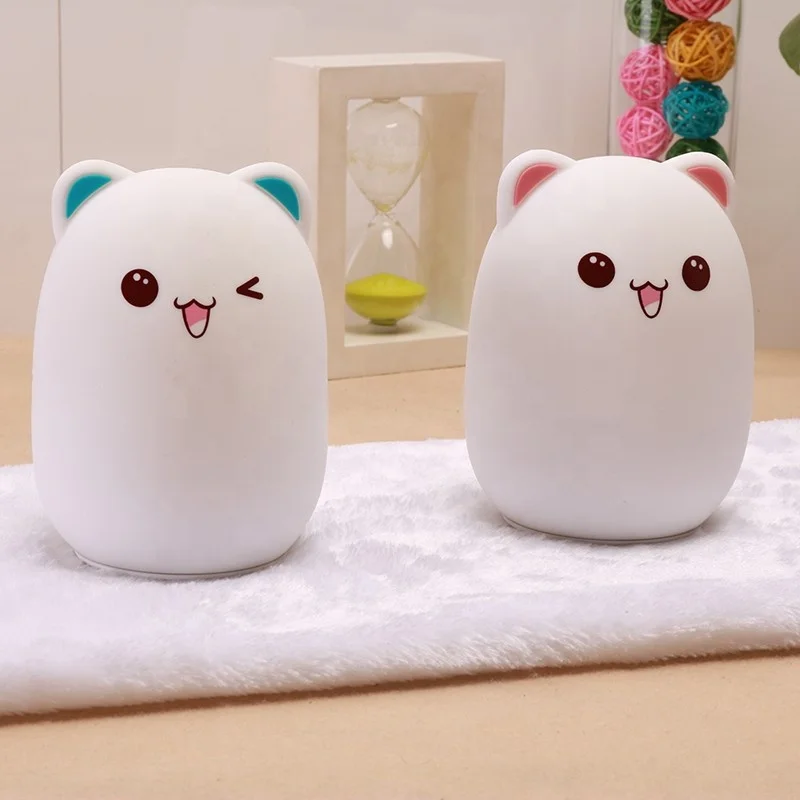 Цветной силиконовый светодиодный ночник с дистанционным управлением Amazon, лампа с медведем и животными