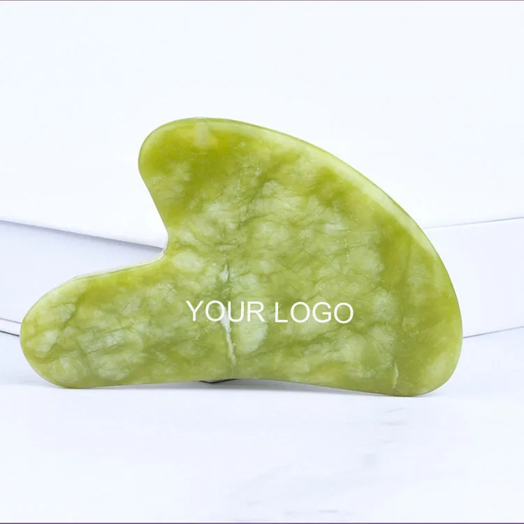 Cheapest Green Jade GuaSha Stone 100% Natural Jade Scraping Facial Heart Gua Sha Beauty Massager Tools for face Body Eye Neck