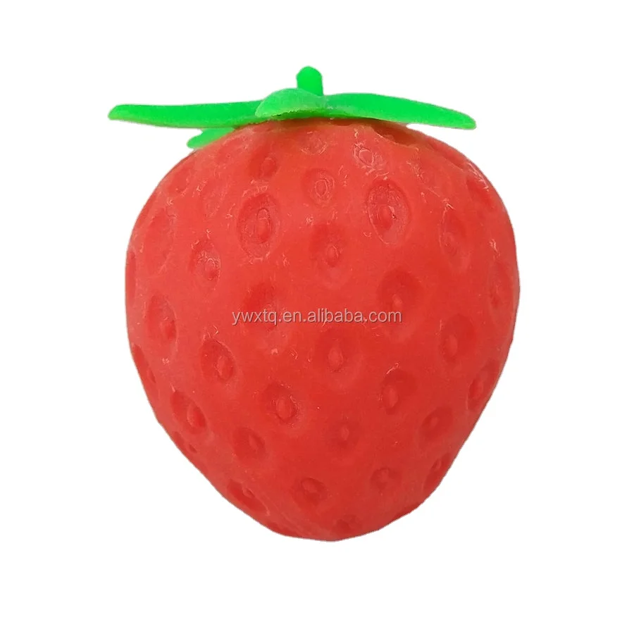 Factory Direct Sale TPR Plastic Squeeze Ball Strawberry Shape Stress Squishy Toy Stickly Ball