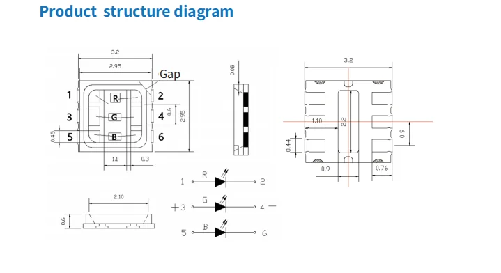 Yuliang Epistar chip 1.5w  PCT 3030 RGB smd led datasheet for car atmosphere decoration, smart lighting for interior decoration
