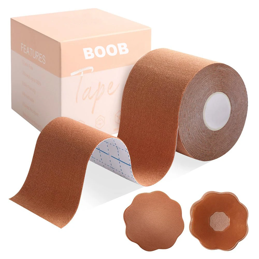 Waterproof Push Up Breast Lifting 2 Inch boob tape breast lift tape With Silicone Nipple Cover Set OEM Factory Fuluo