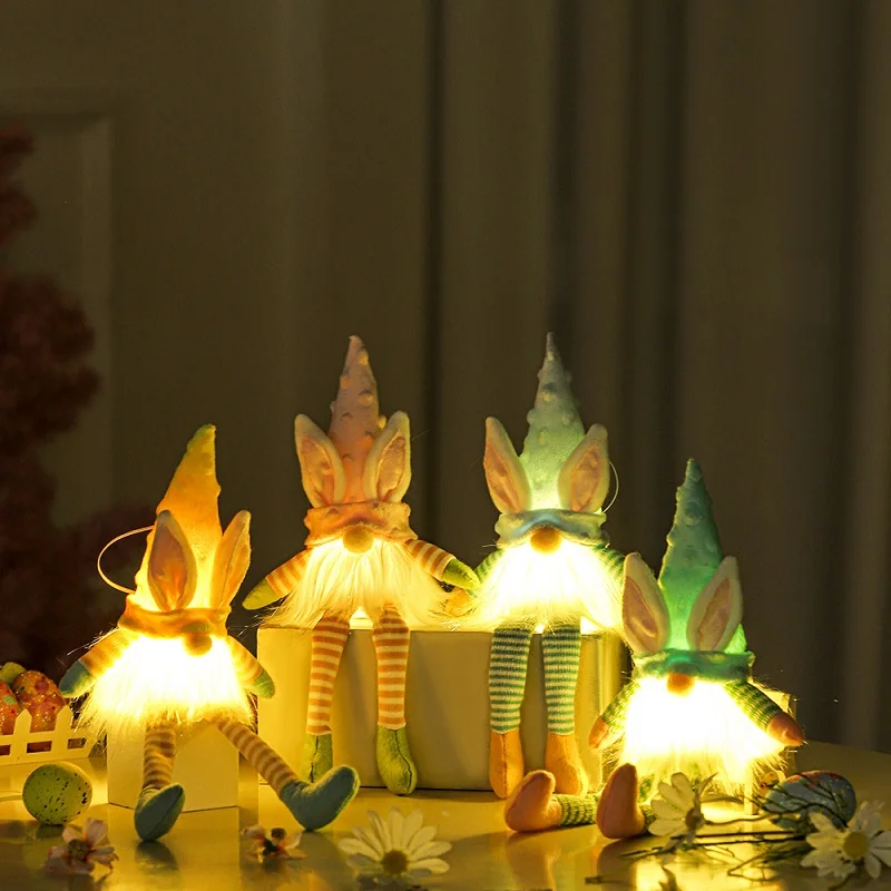 Easter Bunny Gnome Rabbit Totem Gnomes For Holiday Home Decoration Plush Party Ornaments Children Toys Led Easter Gifts For Kids