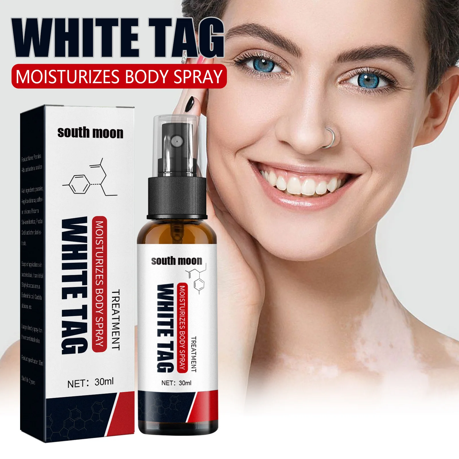 South Moon Vitiligo Treatment Spray Moisturizing Reduces White Spots Leukoplakia Disease Pigment Melanin Repair White Tag Care