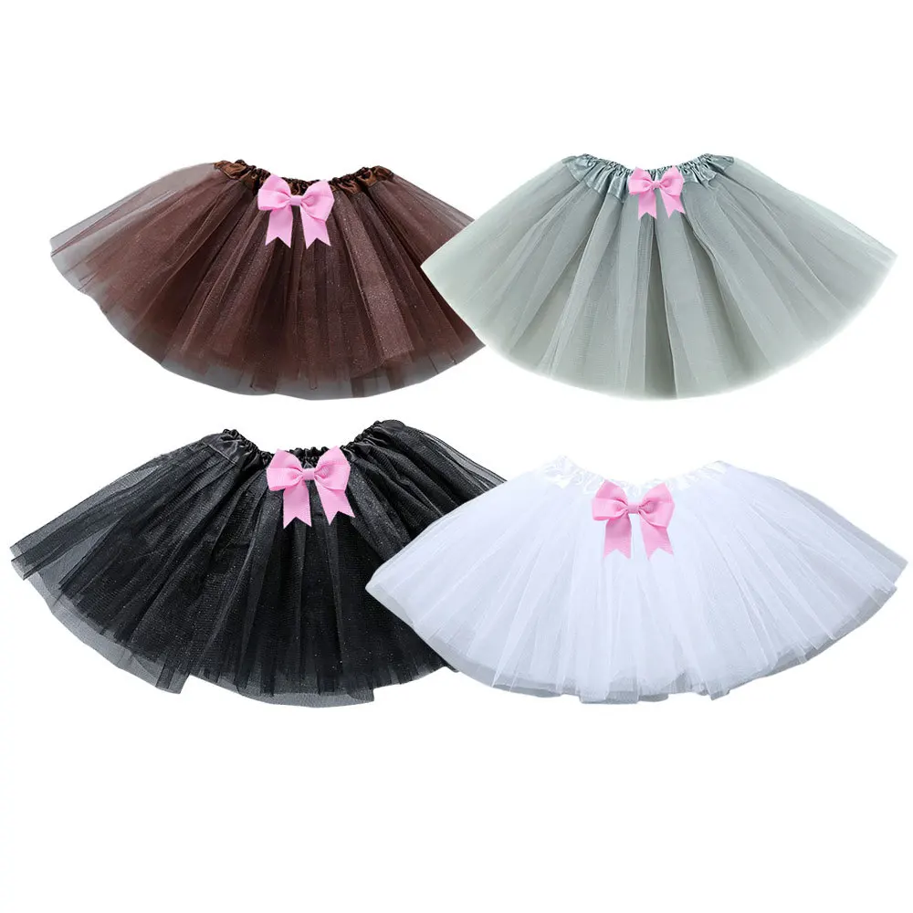 Kids Elastic Waist Tulle Puffy Tutu Skirt Girls Holiday Party Costume Dance Show Performance Costume