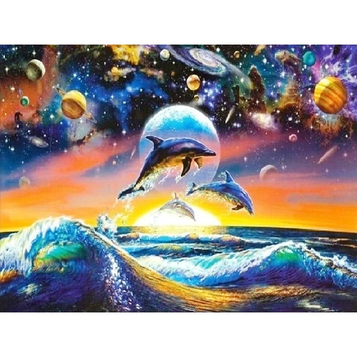 5D DIY Diamond Animal Painting Dolphin Cross Ctitch Kits Wall Sticker Diamond Art Mosaic Embroidery Painting New Year Gift