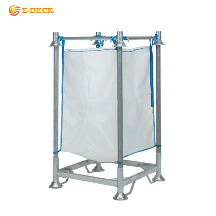 Heavy duty detachable mobile hot dip galvanized metal storage stackable forklift bulk big bag rack pallet for ton bag storage