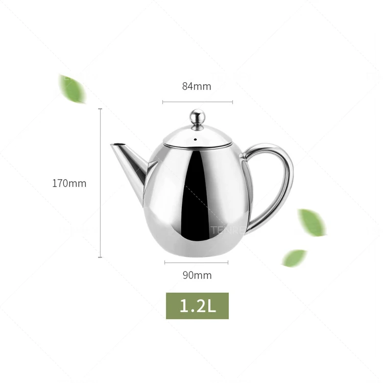 Tenrey 500ml Tea Maker Double Wall Teapot Stainless Steel Teapot with Removeable Infuser