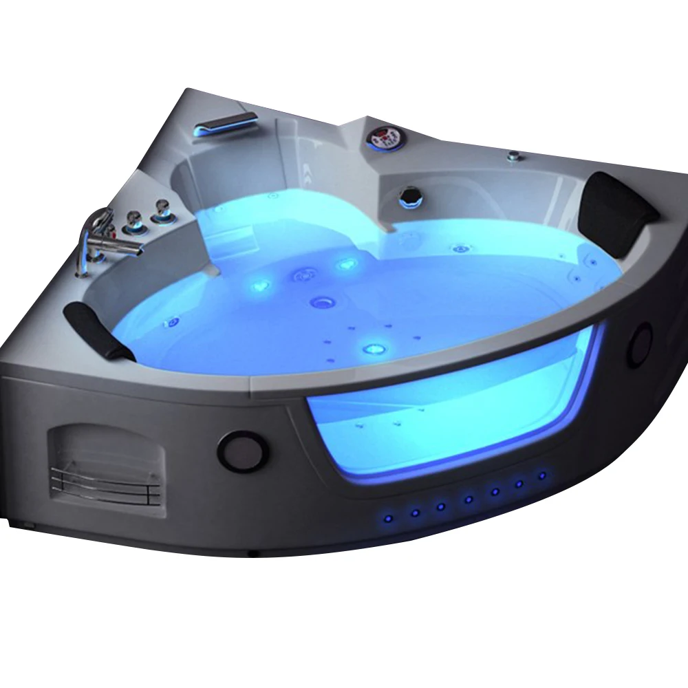 Two Person LED  Massage  Bath Tub Whirlpool Massage Bath SPA Acrylic Accessory Style
