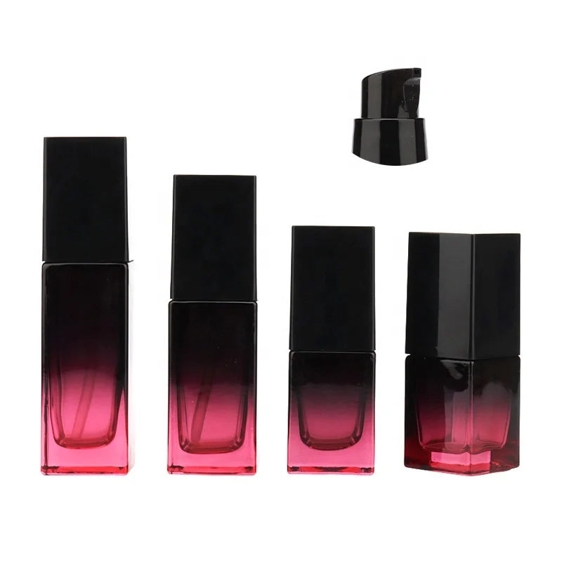 15ml 20ml 30ml 40ml Empty Square Glass Liquid Foundation Cosmetic Custom Container bb Cream Makeup Pump Lotion Bottle