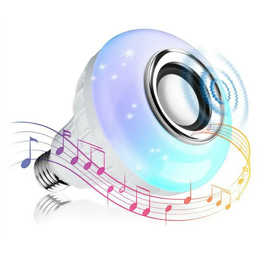 Smart LED Light Speaker Bulb RGB E27 12W Music Playing Lamp Color Changing Remote