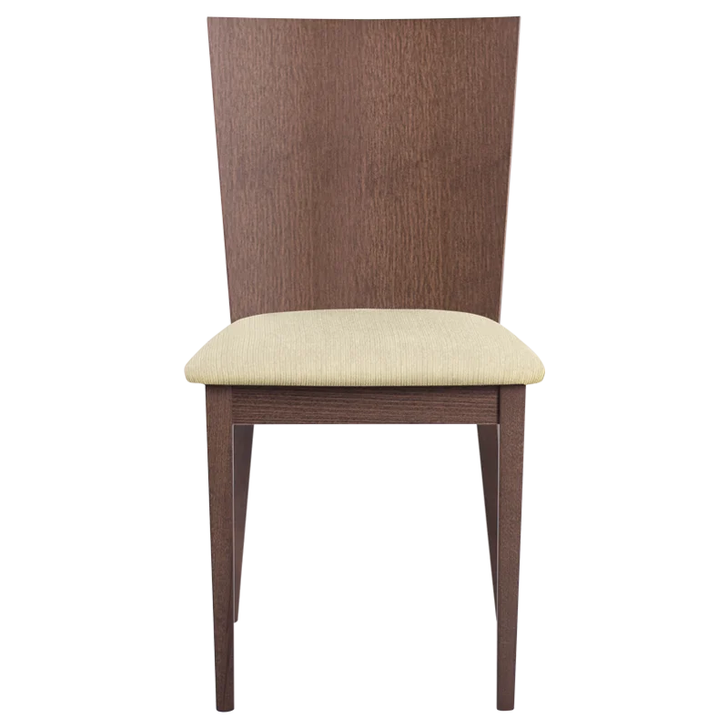 Dining banquet restaurant home modern chair made of massive wooden material and fine fabric DARIO - walnut MB / beige cream