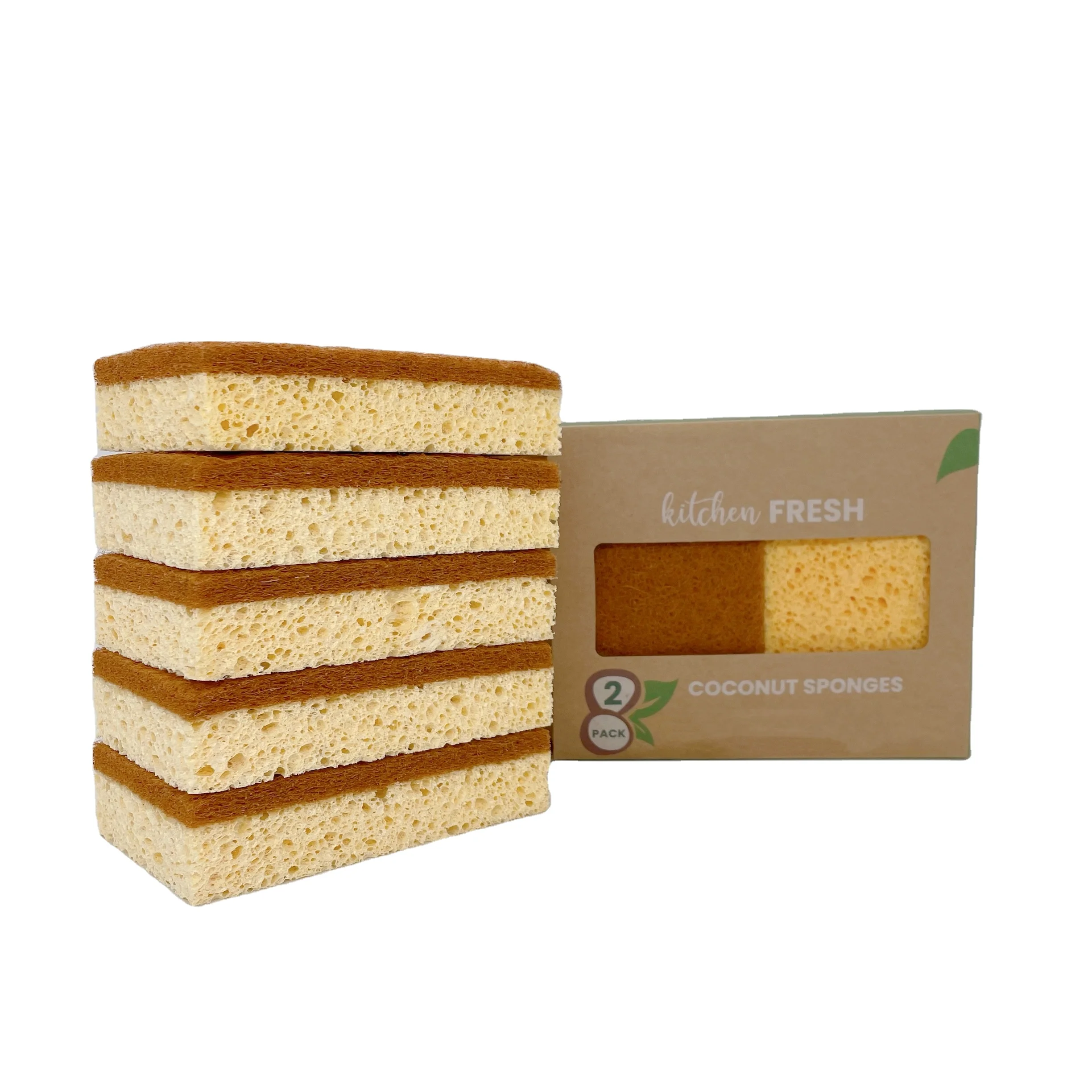 LONX Biodegradable Natural Sponge Plant Based Scrub Pad Hemp Palm Fiber Coconut Cellulose Sponge