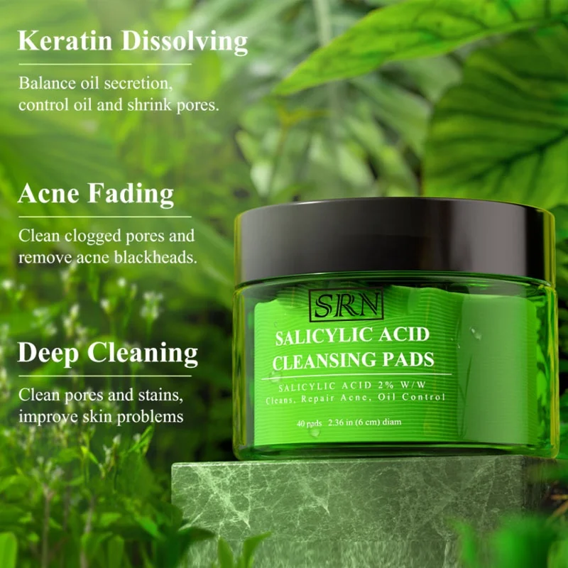 Private Label Salicylic Acid Glycolic Acid Pads Acne Treatment Facial Cleaning Pores Oil Control Skin Care