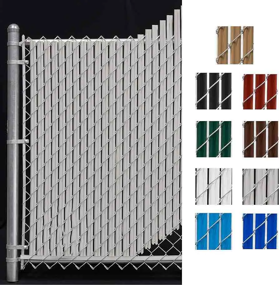Privacy Chain Link Fence with PVC Tape Noodle Link Polyethylene Slats Visual Blockage Privacy Fence with Metal Frame