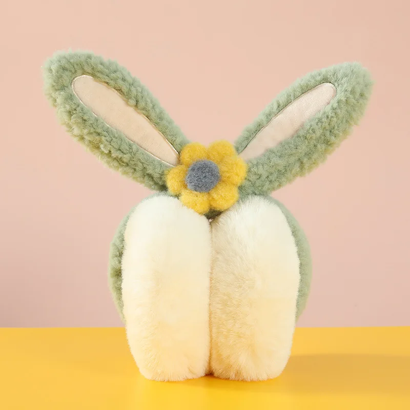 Rabbit Ear Design Faux Fur ear muffin High Quality Winter Outing Bunny Ear Cover Foldable Fur Earmuffs
