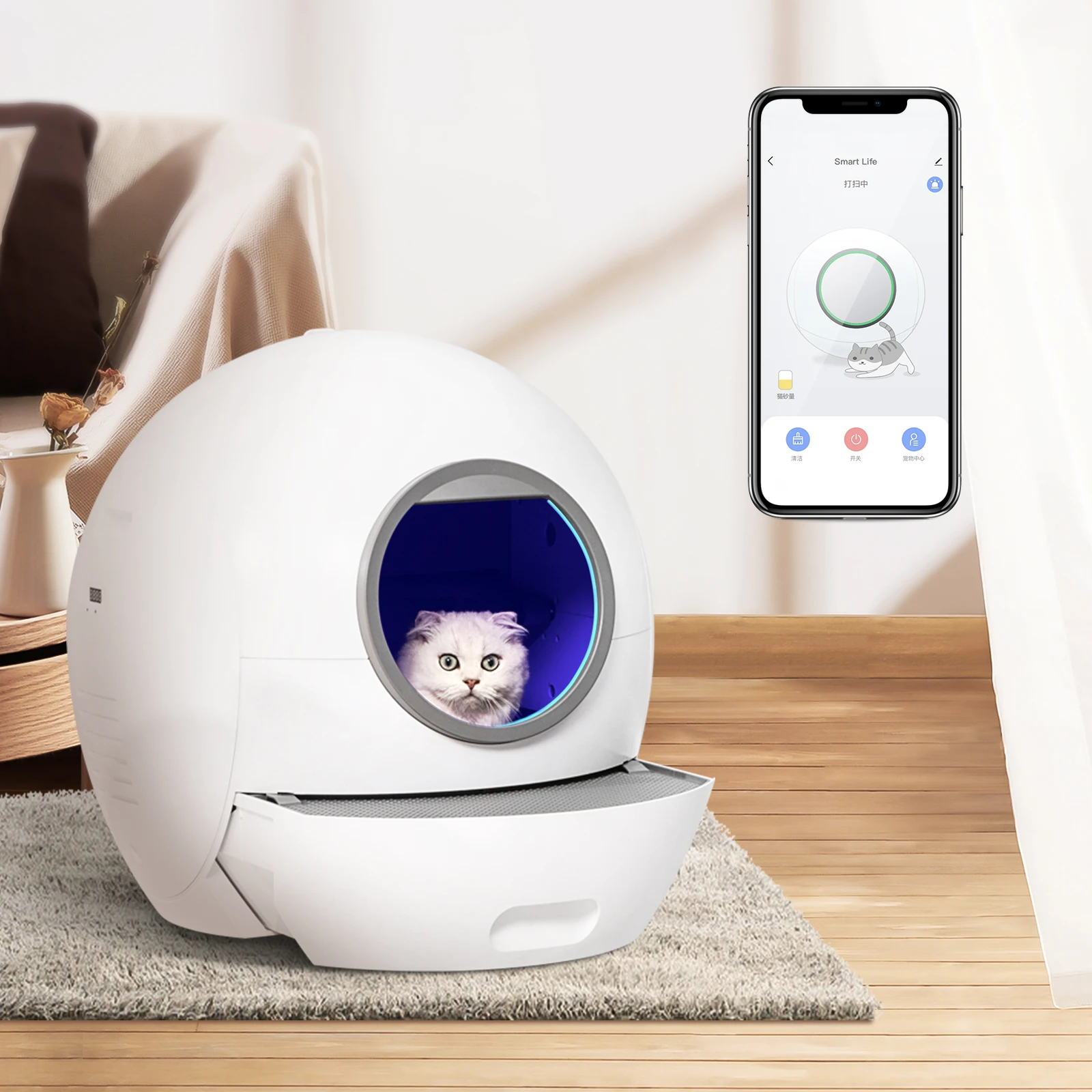 Large Capacity Cat Litter Automatic Box Self-Cleaning Auto Cat Litter Box With Scoop