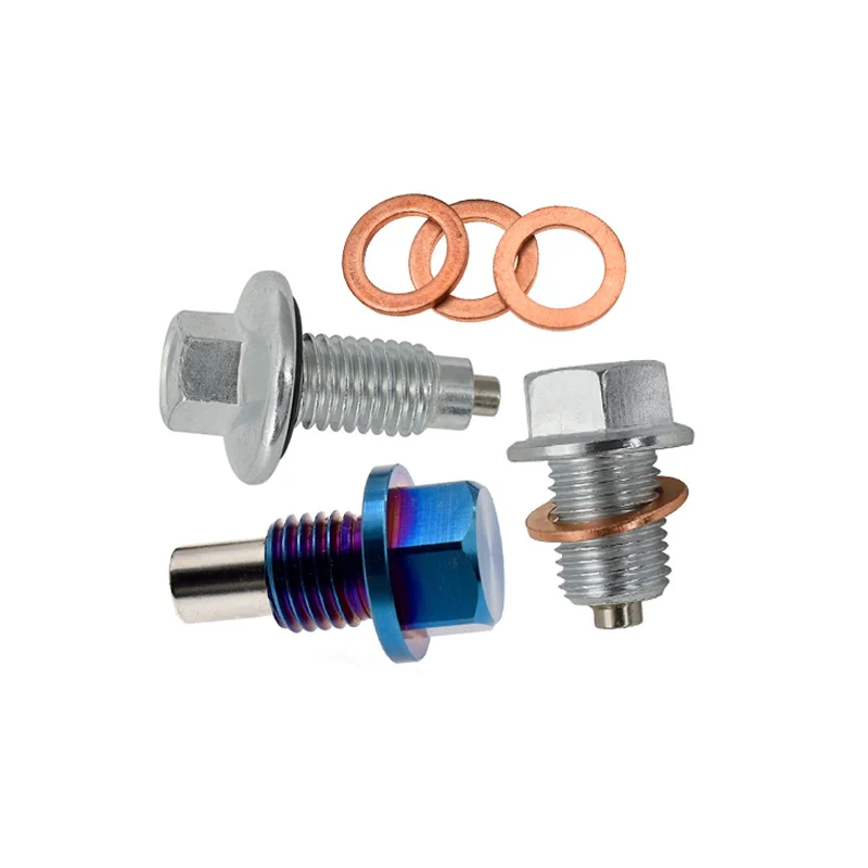 M12 M16 M18 M14 x 1.5, m20*1.5 M24*1.5 Stainless Steel Aluminum Oil Drain Plug with Copper Washer Magnetic Oil Drain Plug/