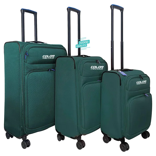 Hand Luggage with Expansion Pleat TSA Lock Soft Shell Suitcase 4 Wheels Nylon Suitcase Travel Suitcase