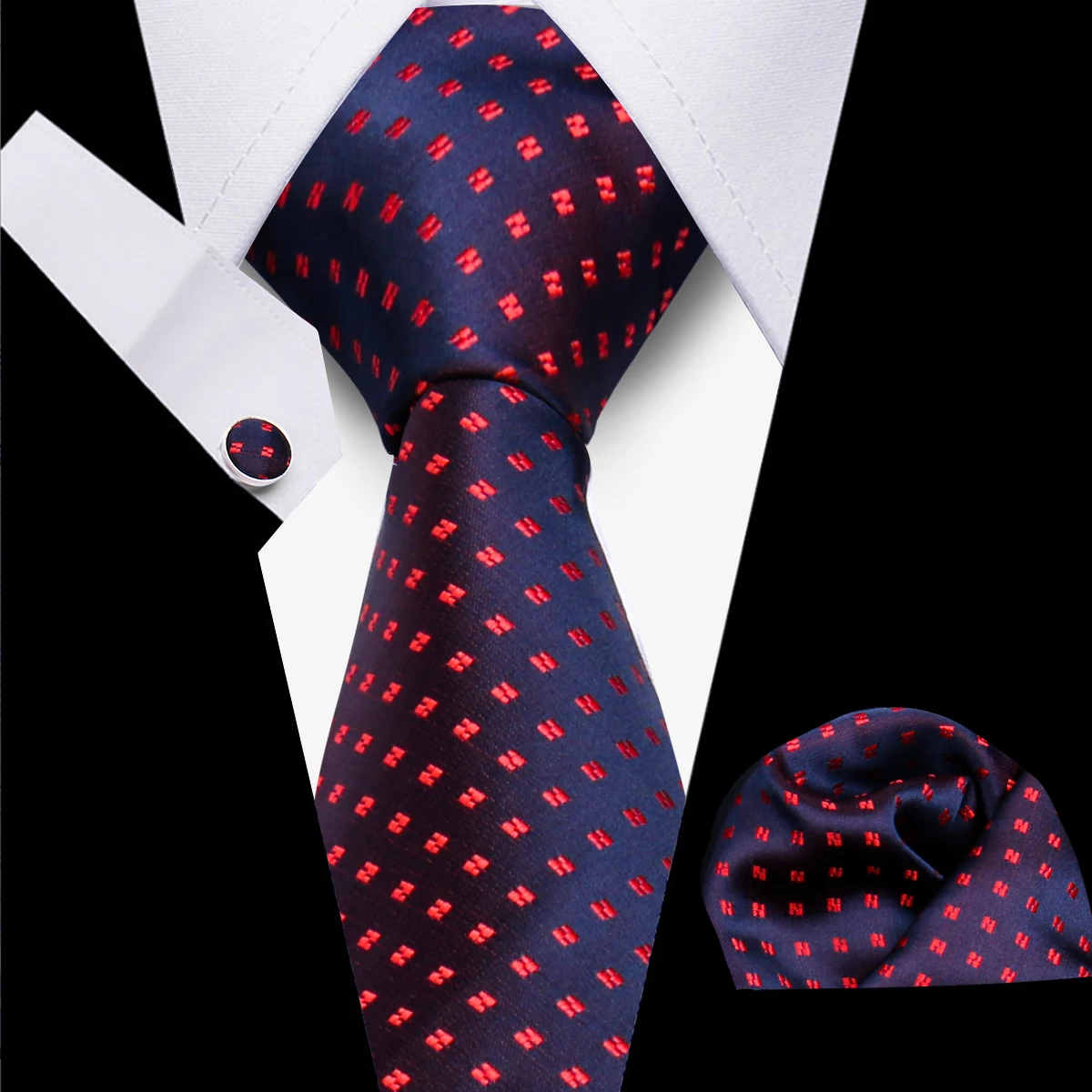 Burgundy Mens Tie Set Red Floral Silk Tie For Men Wedding Party Necktie Handkerchief Cufflinks Set