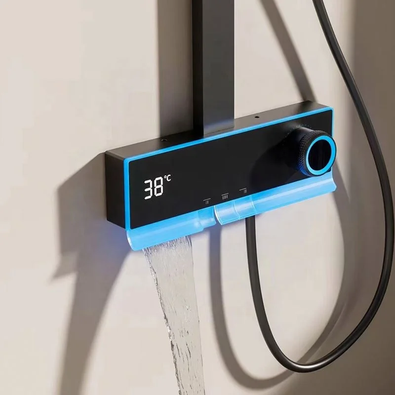 Настенный черный рояль светодиодный цифровой Интеллектуальный термостат роскошный кран высокого давления квадратный набор насадки для душа