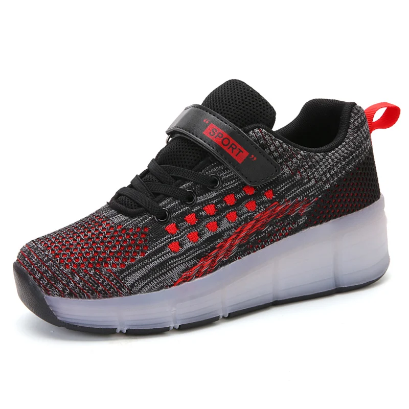Drop Shipping 7 Colors LED Rechargeable Kids Roller Skate Shoes Single Wheel Shoes Sport Sneaker S