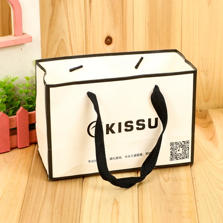 luxury custom logo gold stamping printed white gift promotional paper shopping bag