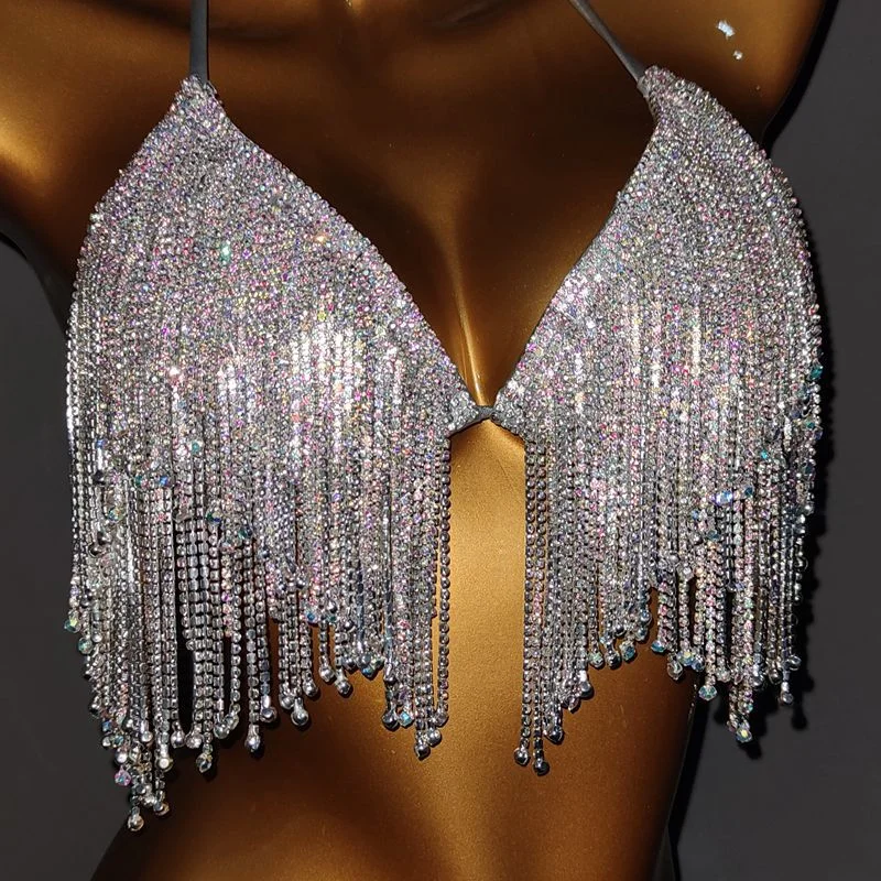 Bling  luxury strass rhinestone chain gold sexy underwear  diamond erotic bikini set erotic lingerie