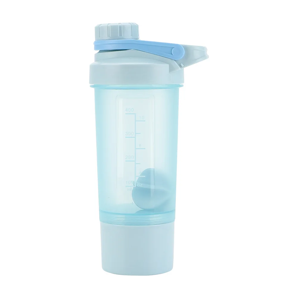 custom logo plastic shaker bottle portable sports drinking gym water bottle with compartment