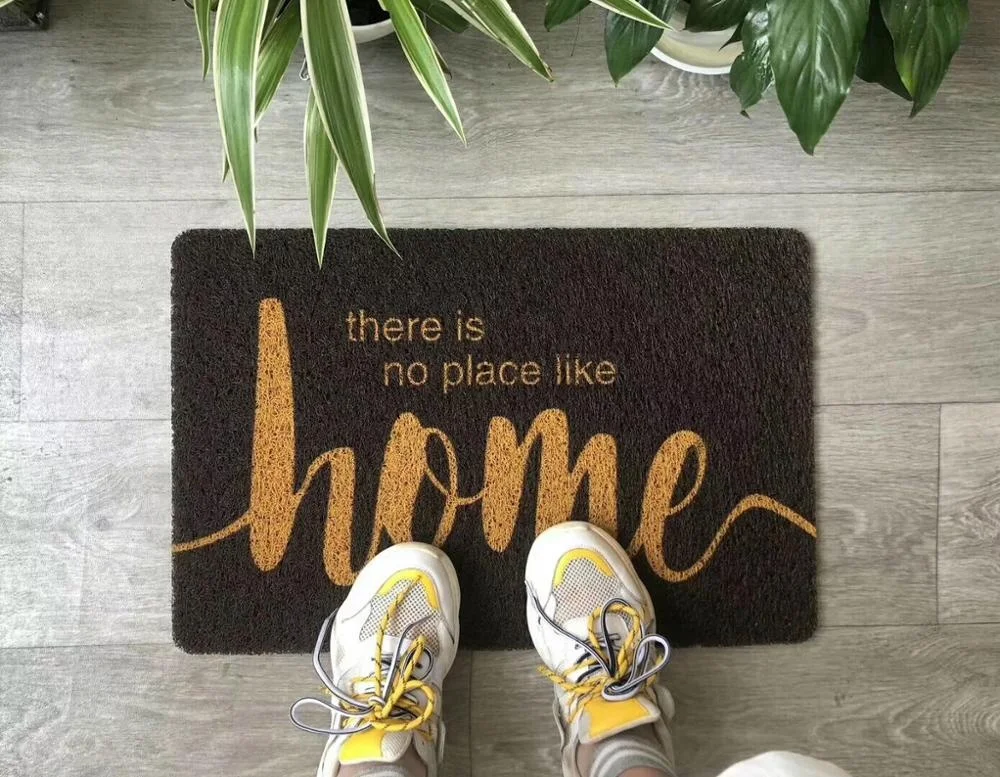 PVC Coco Coir Doormat with Heavy-duty Front Welcome Entrance Door Mats High Traffic Areas Shoe Rugs for Indoor Outdoor Adult