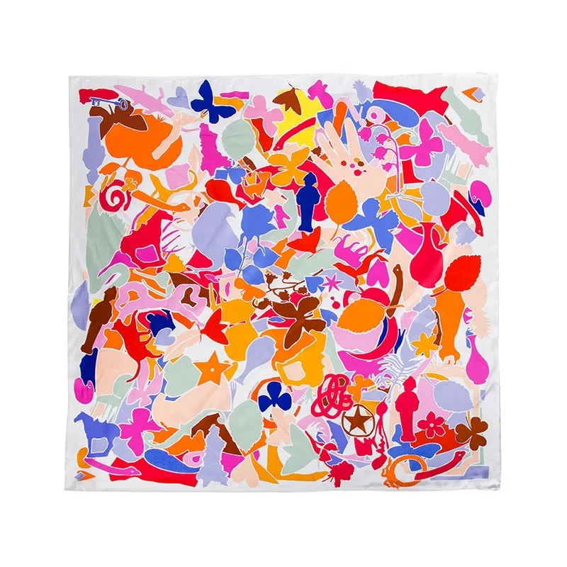 Fashion Most Popular China Custom 100% Pure Print Women Silk Scarf 90*90cm