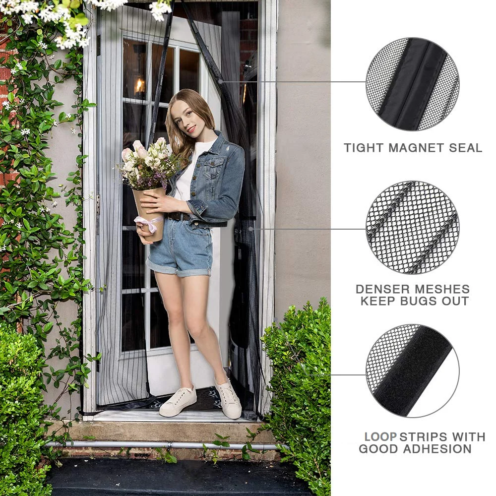 DIY Magnetic Fly Screen Door Heavy Duty Mesh Curtain With Magnets