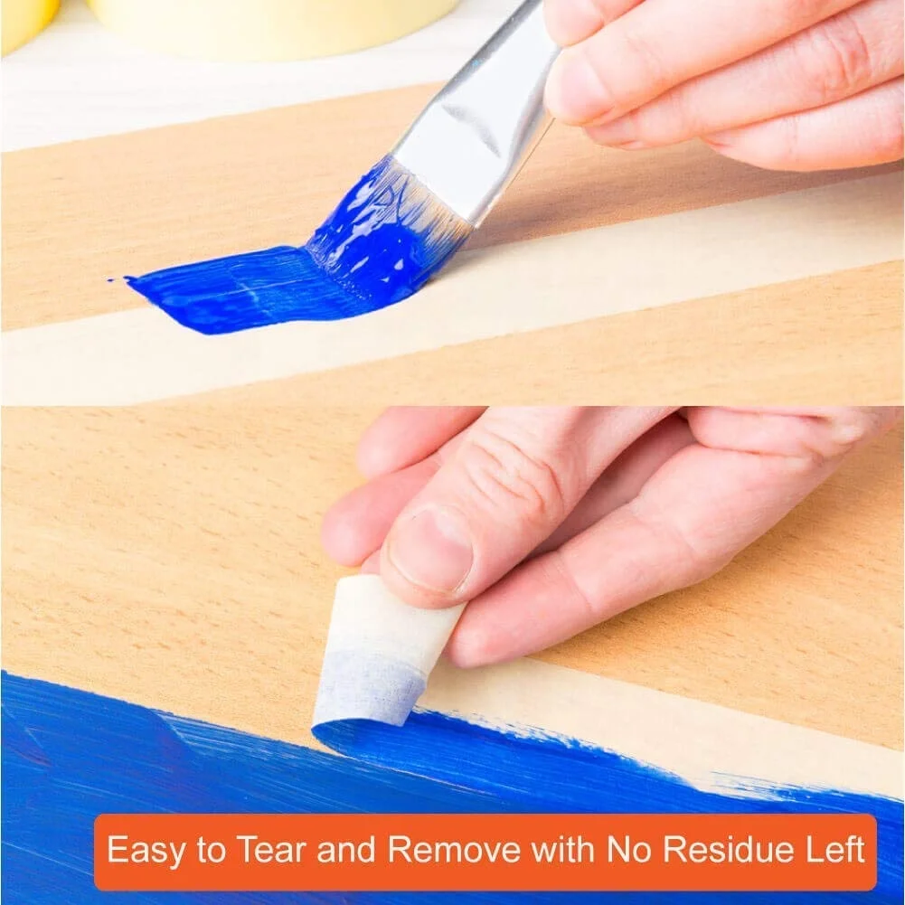 Highly Sticky Crepe Painting Masking Paper Adhesive Tape Kraft Paper Acrylic Waterproof Tape without Printing