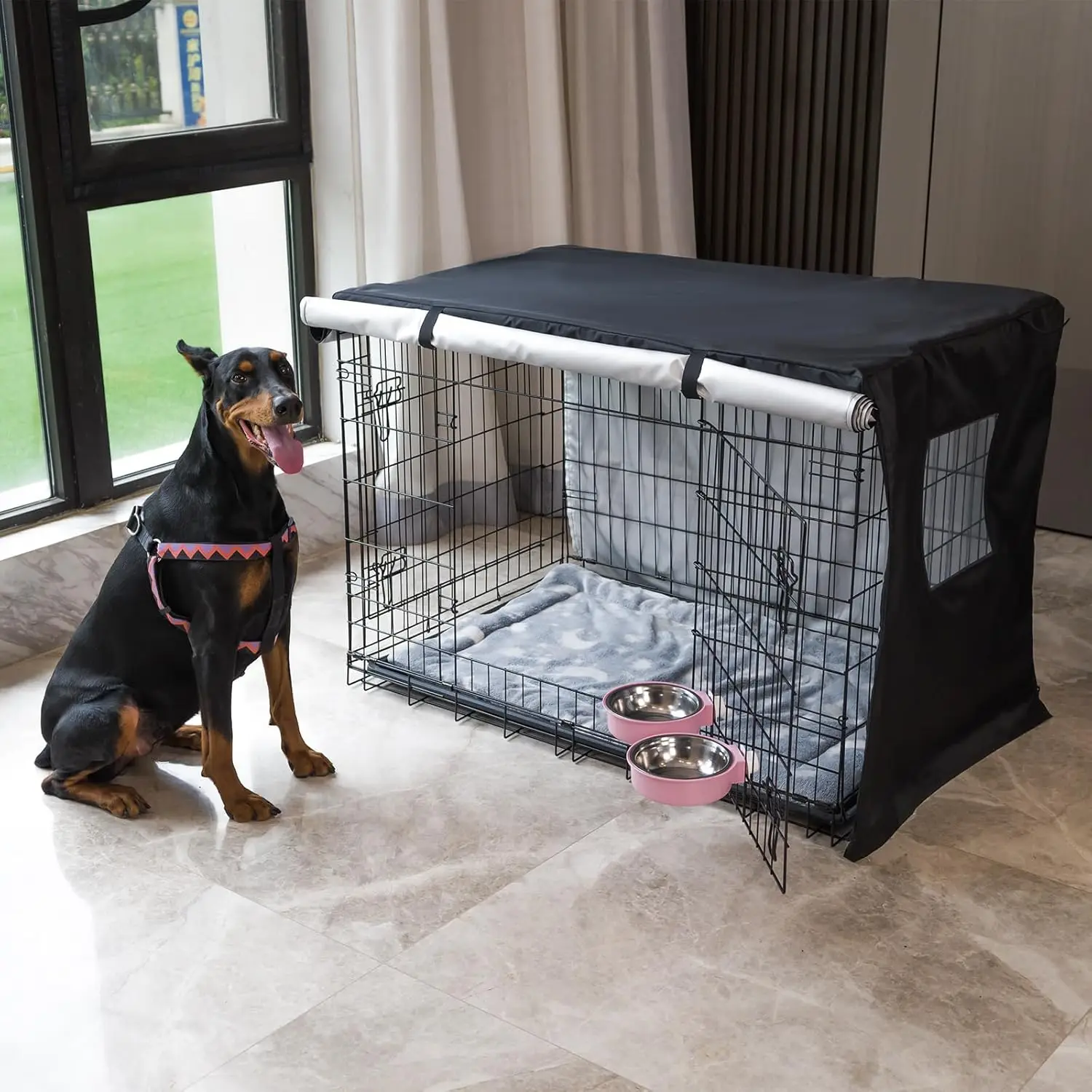 Wholesale Portable 24x17x19 inch Durable Safe Double Doors Home Pet Dog Cat Cage Foldable Dog Kennel For Pets