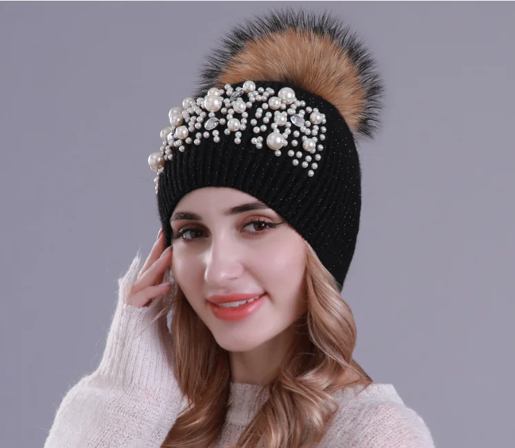 hats women winter warm double artificial fur pom pom china real raccoon fur pom 15 cm real fur ball