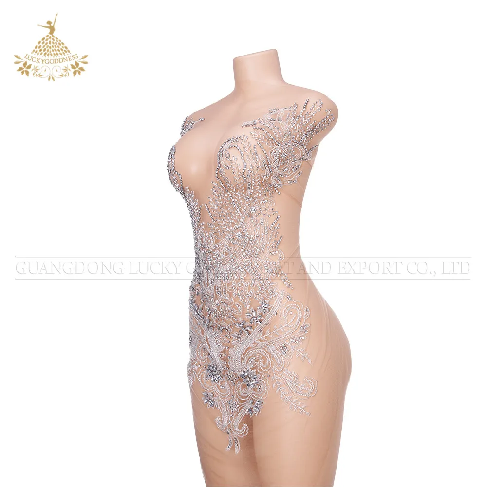 Dra-508 Fashion Crystal Bridal Applique Hot Fix Rhinestone Applique for Wedding Dresses