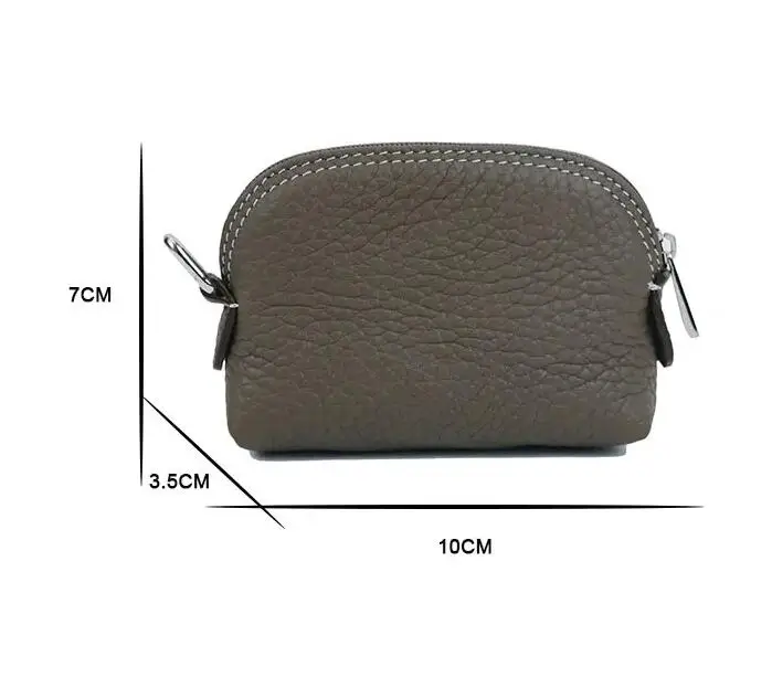 Custom Letter Genuine Pebble Leather Shell Bag Simple Ladies Zipper Small Storage Bag Coin Purse Handbag Wallet