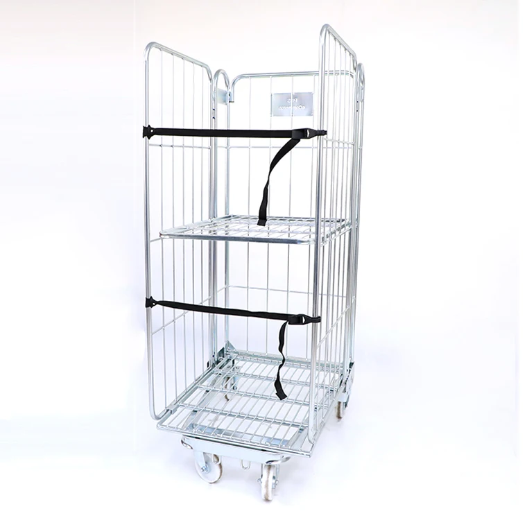 Chinese Manufacturer Industry Warehouse Customized Fully Nestable 3-sided Moving Storage Roll Cages