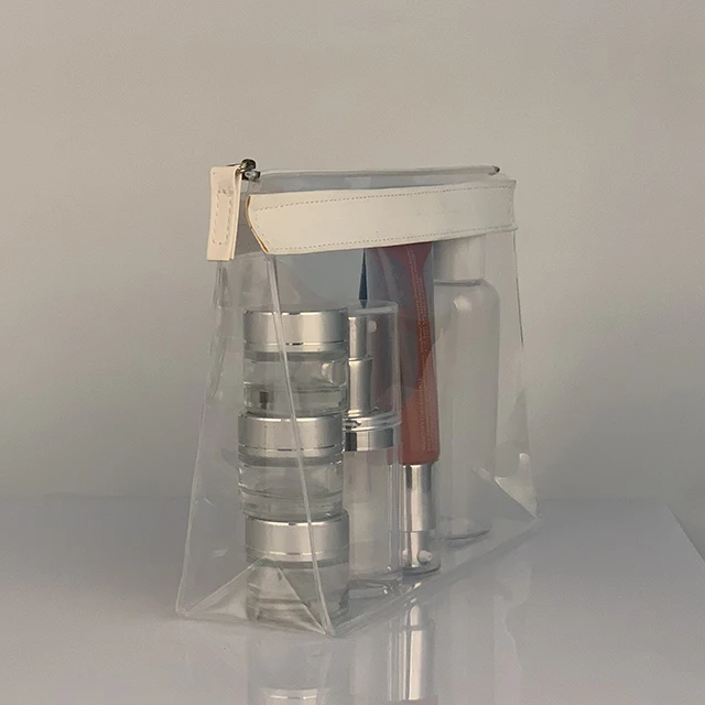 Прозрачная косметичка из ПВХ с логотипом на заказ, Сумка с белой молнией