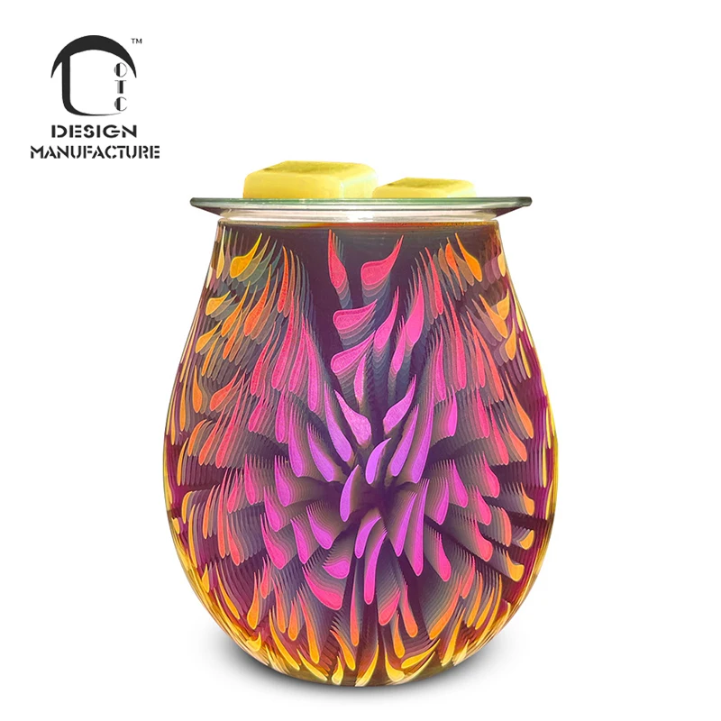 low price 3D Glass Electric Oil Warmer Wax Tart Burner Perfect Aroma Decorative Lamp