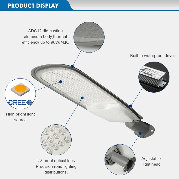 Manufacturers Commercial Aluminium Ip 66 Outdoor Waterproof Smd Parking Lot Highway 100w 150w 200w Ac Led Street Light