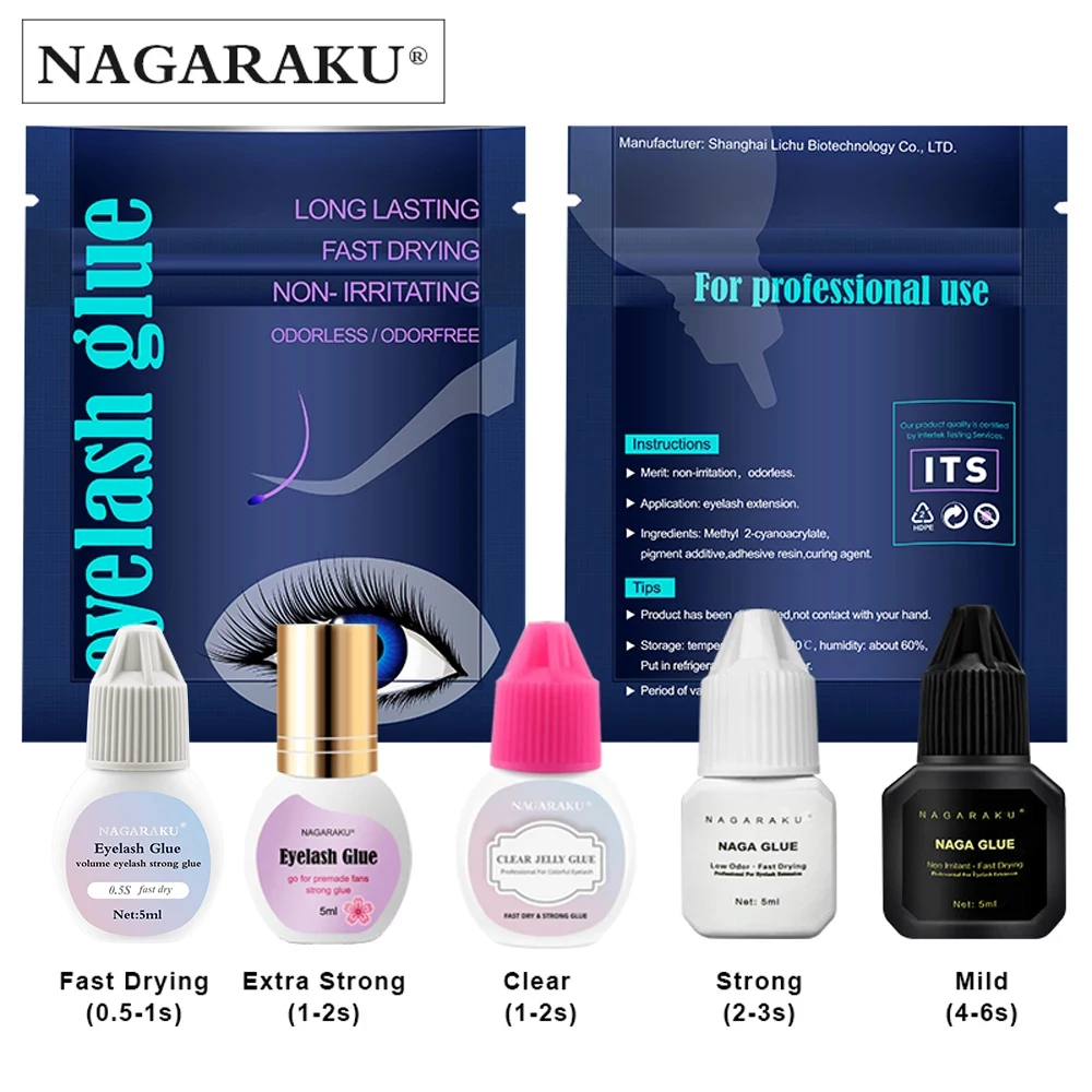 NAGARAKU клей для наращивания ресниц объем ресниц клей быстро сохнет 0.5s 6s мягкий клей низкого дыма метка частного назначения Rentention; Большие размеры 30-45 дней