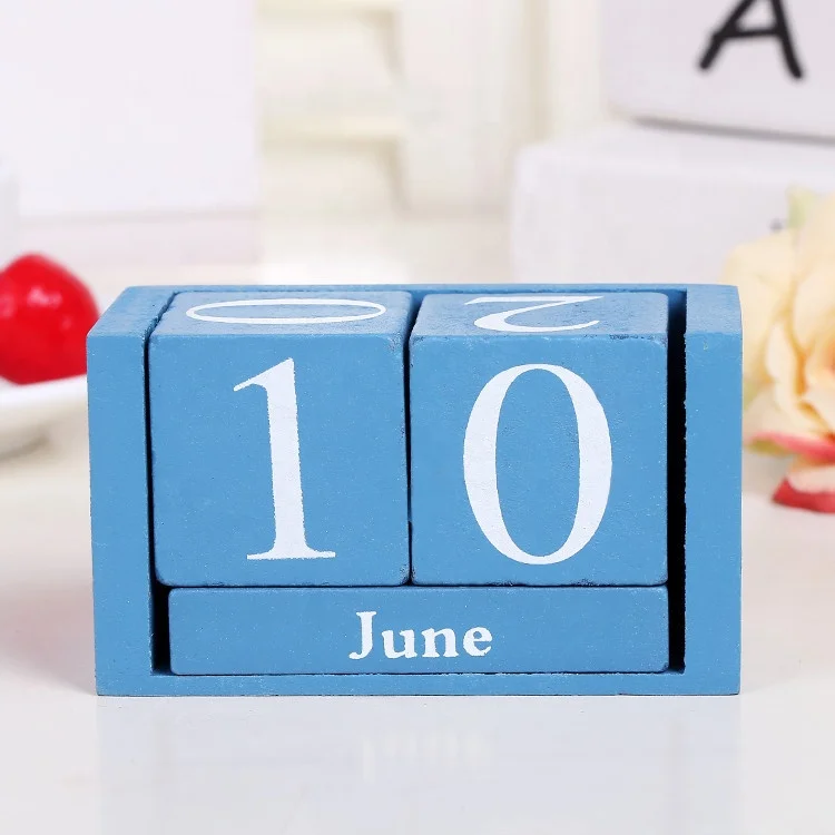Wooden Advent Calendar Calendar Box Wooden Desktop Perpetual Wooden Block Calendar