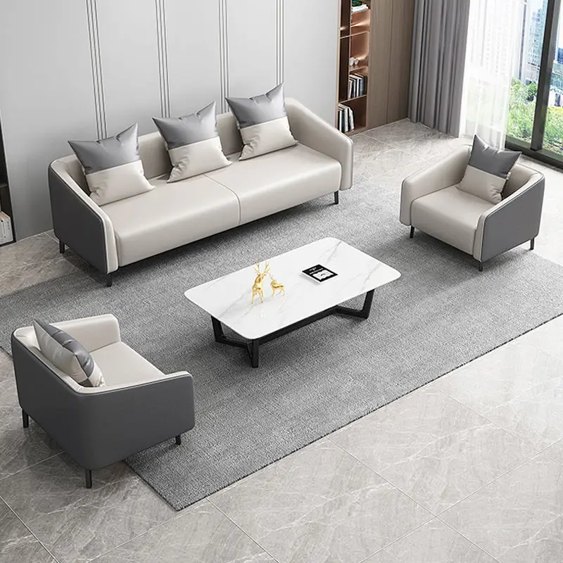 High Quality Wooden Gray Sofa Stylish Business Reception Sofa Modern Office Sofa Set Furniture for Reception Living Room