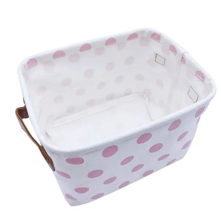 Canvas Collapsible Laundry Basket Storage Baskets 2020 New Storage Bags Wholesale Foldable Fabric Cotton Single Rectangle Pink